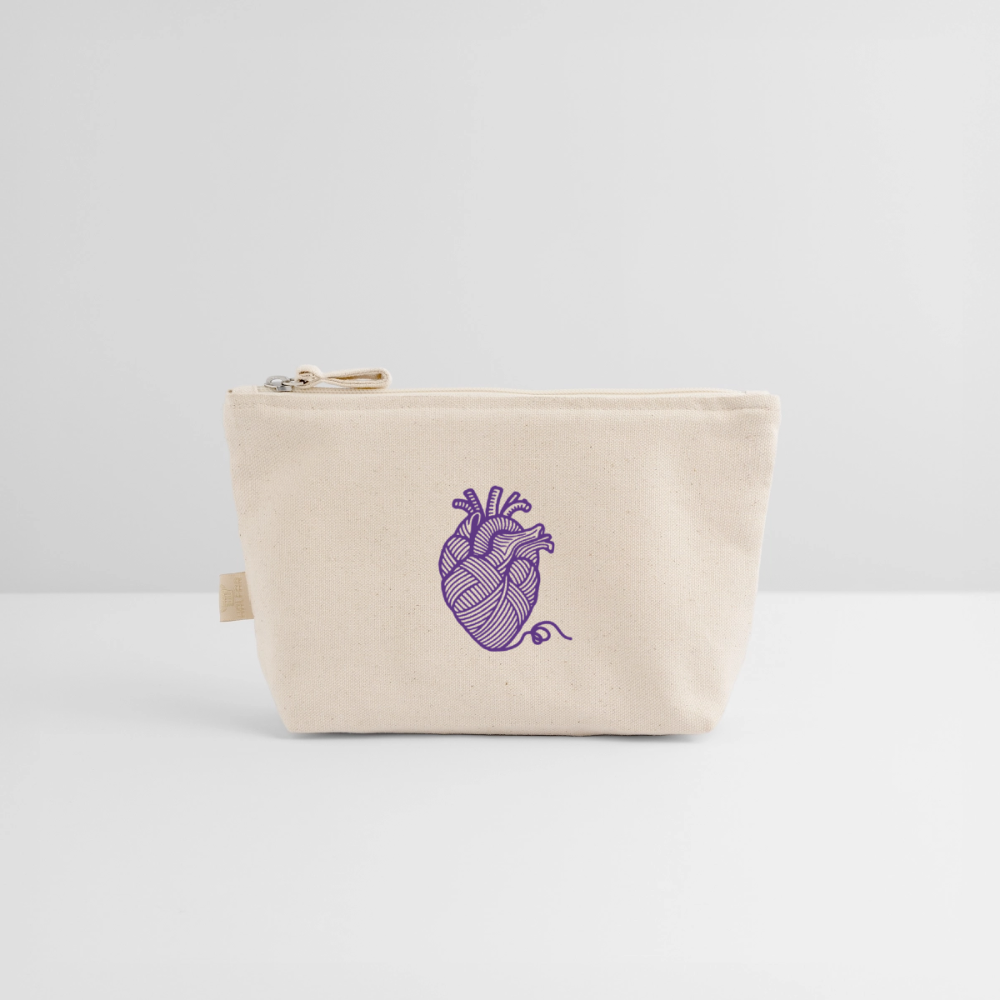 "Heart full of yarn" Täschchen aus Bio-Baumwolle - Natur