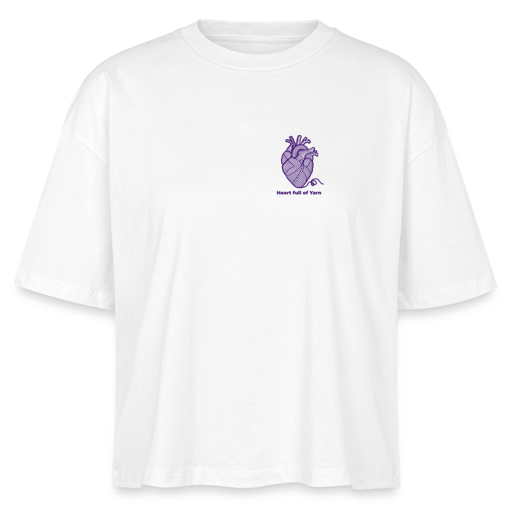 "Heart full of Yarn" boxy Bio-T-Shirt - Weiß