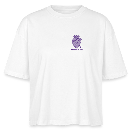 "Heart full of Yarn" boxy Bio-T-Shirt - Weiß