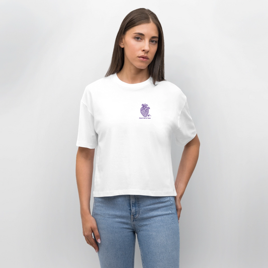 "Heart full of Yarn" boxy Bio-T-Shirt - Weiß