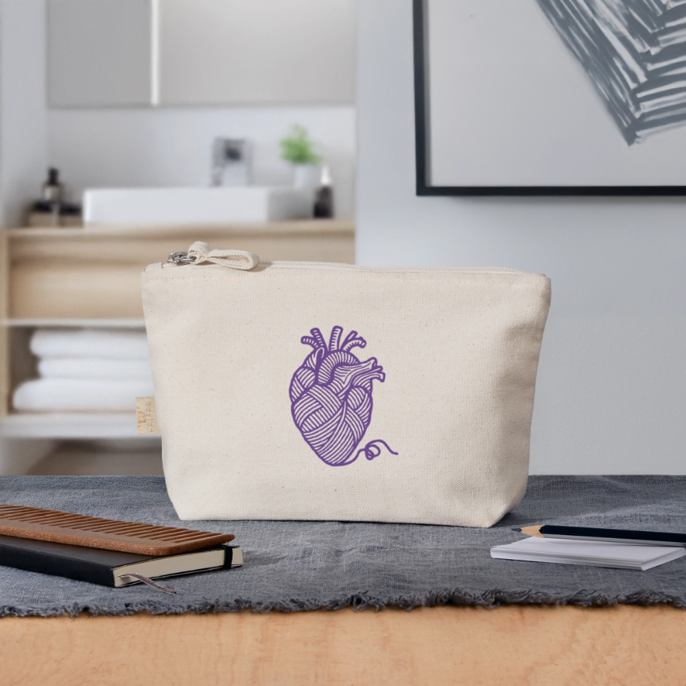 "Heart full of yarn" Täschchen aus Bio-Baumwolle - Natur