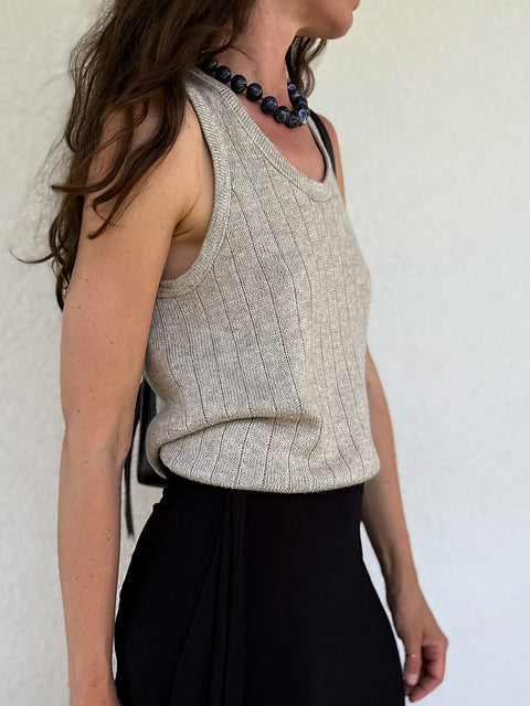 Strickset Pinstripe Tank Top von owhata knit aus Yeti von Seehawer