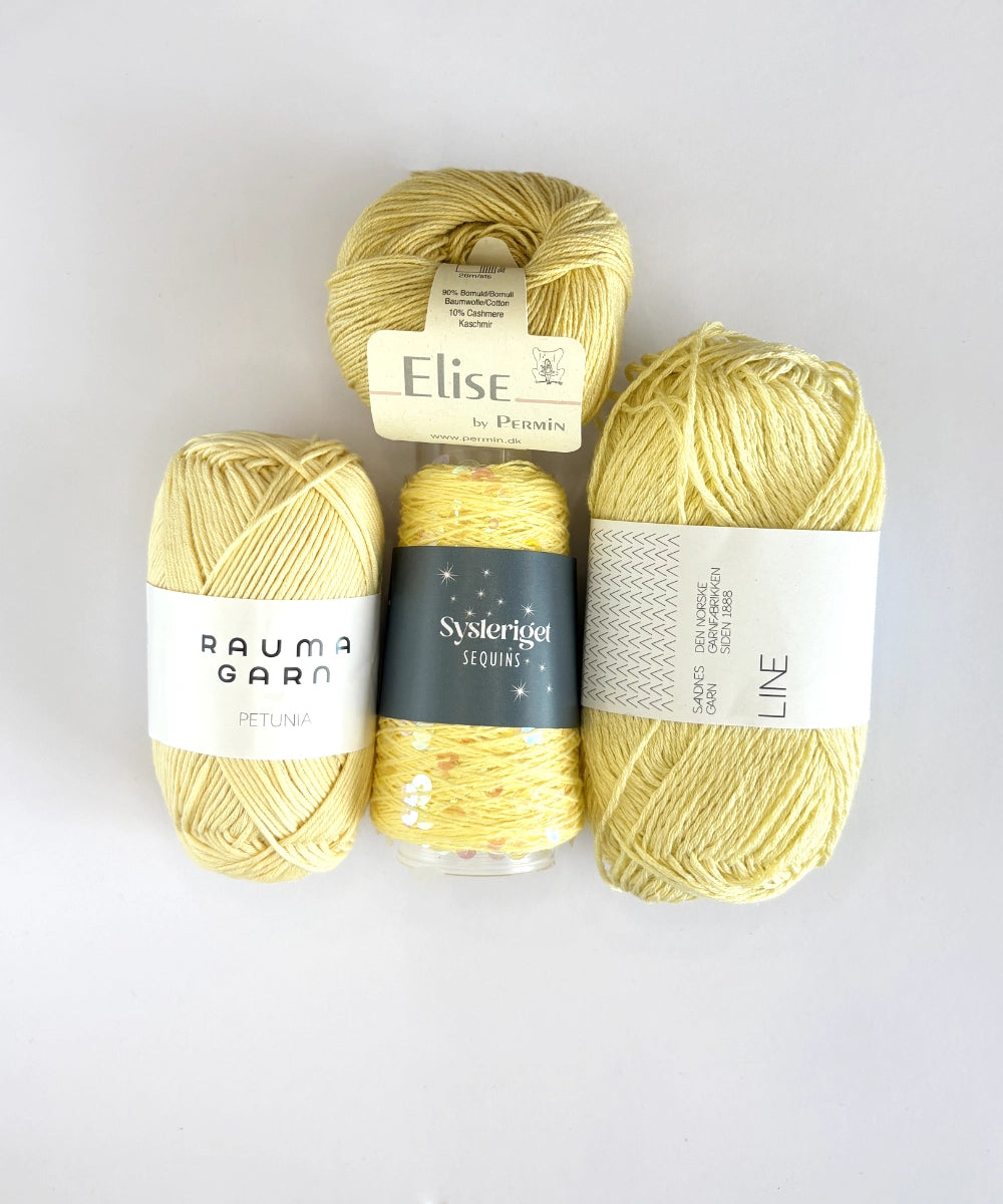 Strickpaket Frida Mini Bag aus Sequins von Sysleriget & passendem Garn (EN)