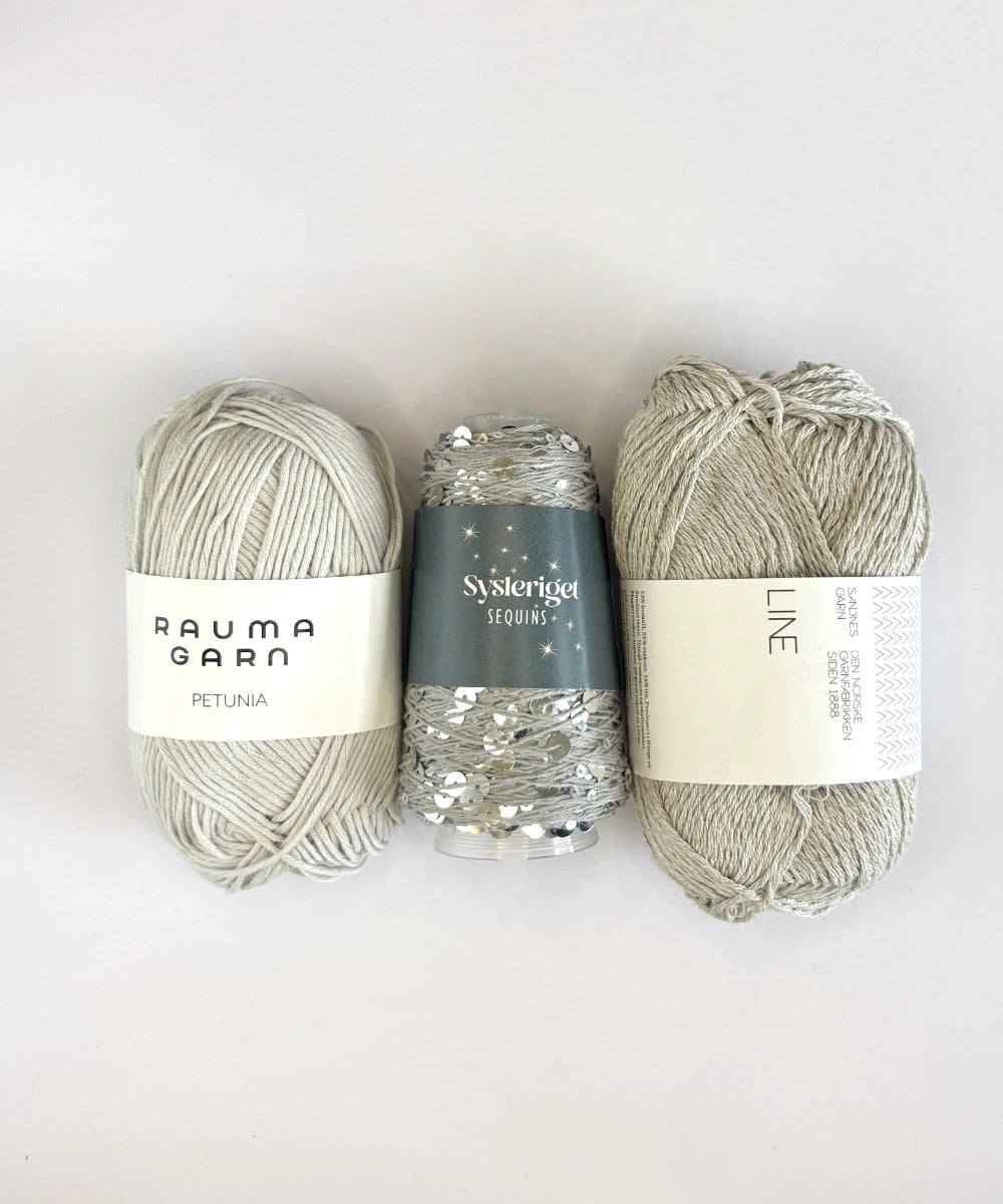 Strickpaket Frida Mini Bag aus Sequins von Sysleriget & passendem Garn (EN)