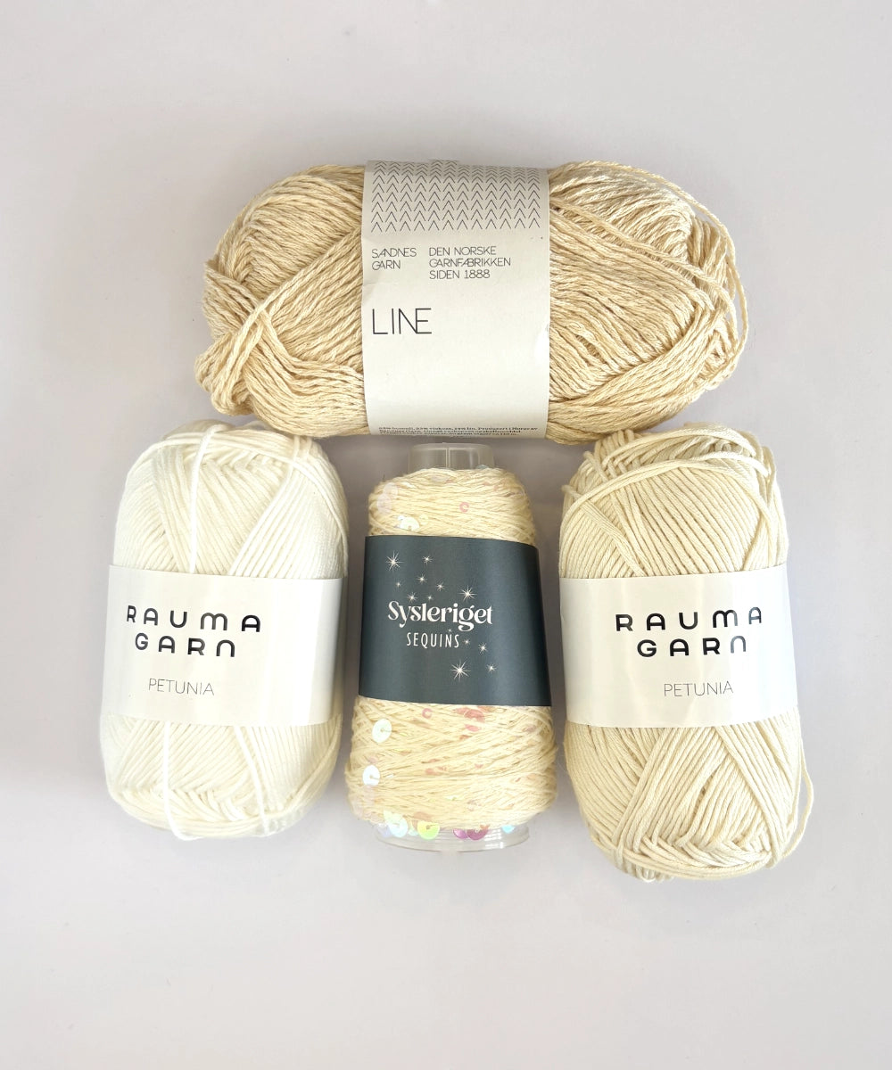 Strickpaket Frida Mini Bag aus Sequins von Sysleriget & passendem Garn (EN)
