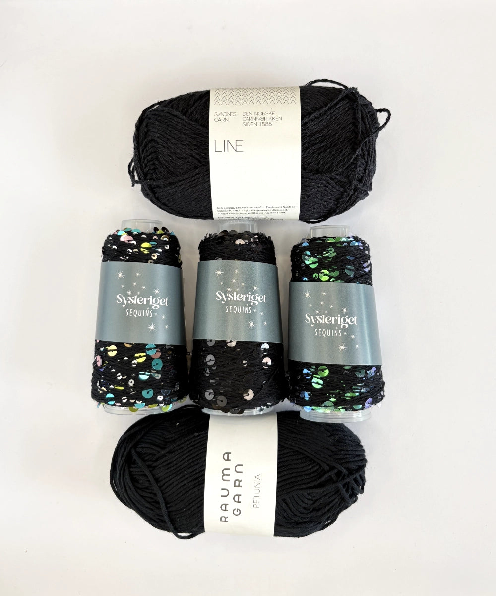 Strickpaket Frida Mini Bag aus Sequins von Sysleriget & passendem Garn (EN)