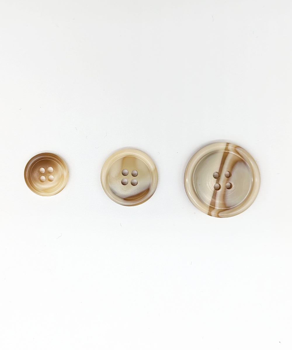 Knopf beige-hellbraun aus Galalith in Hornoptik, ⌀ 15 mm, 20 mm, 25 mm