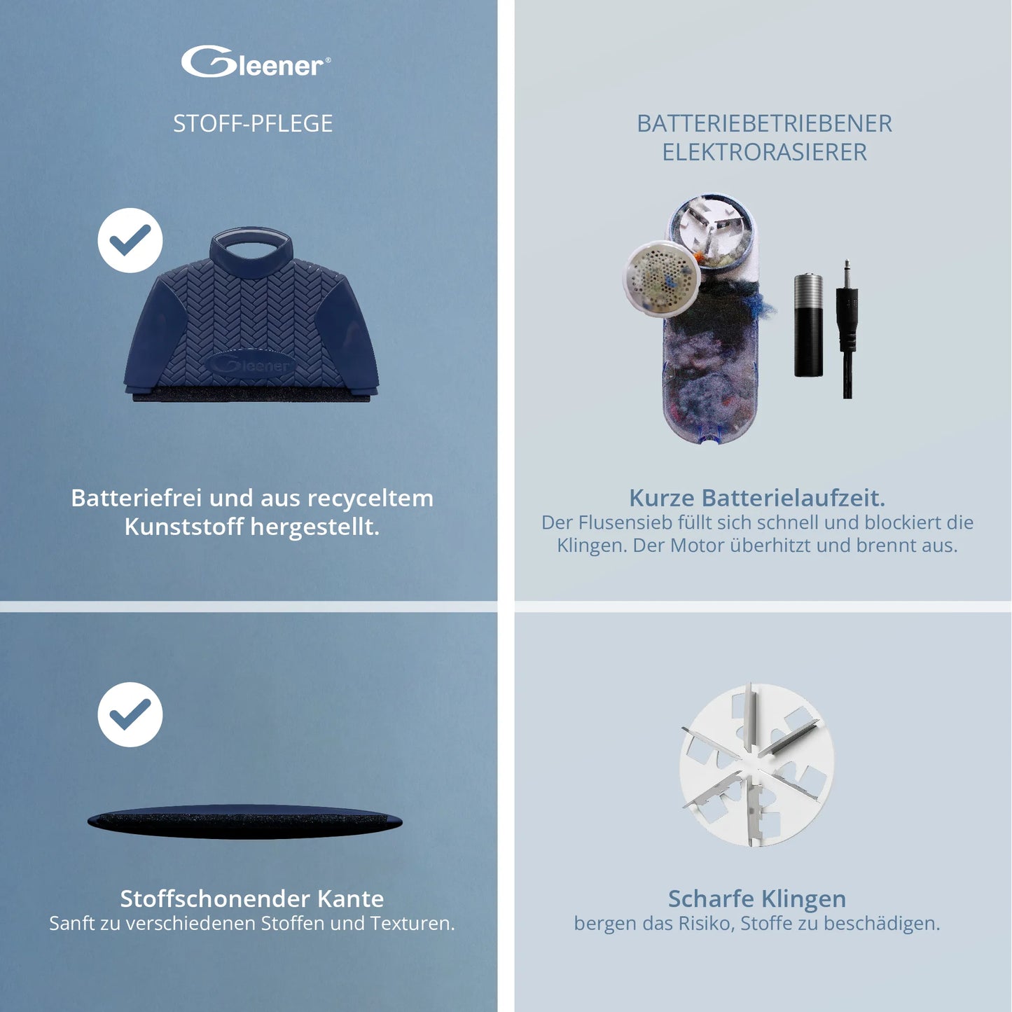 Fusselentferner / Pullover-Retter / Mehrstoffkamm (ohne Batterien)